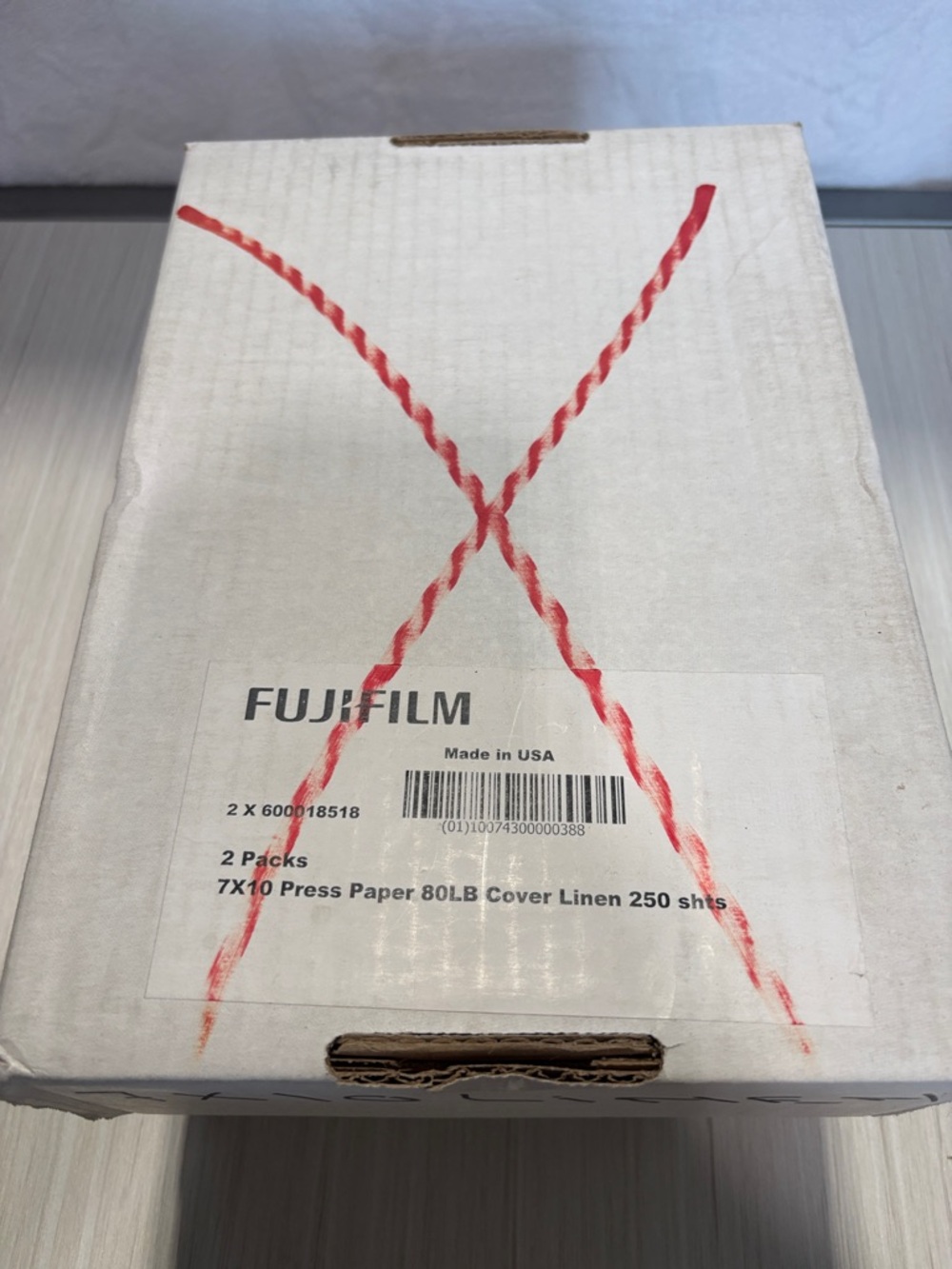 Fujifilm White Box with Red X Marking